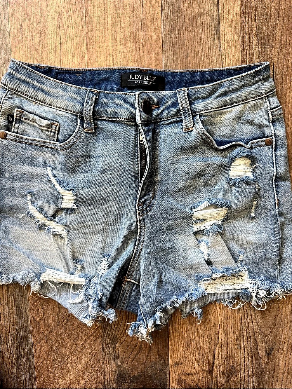 Judy Blue Distressed Denim Jean Shorts Blue Medium